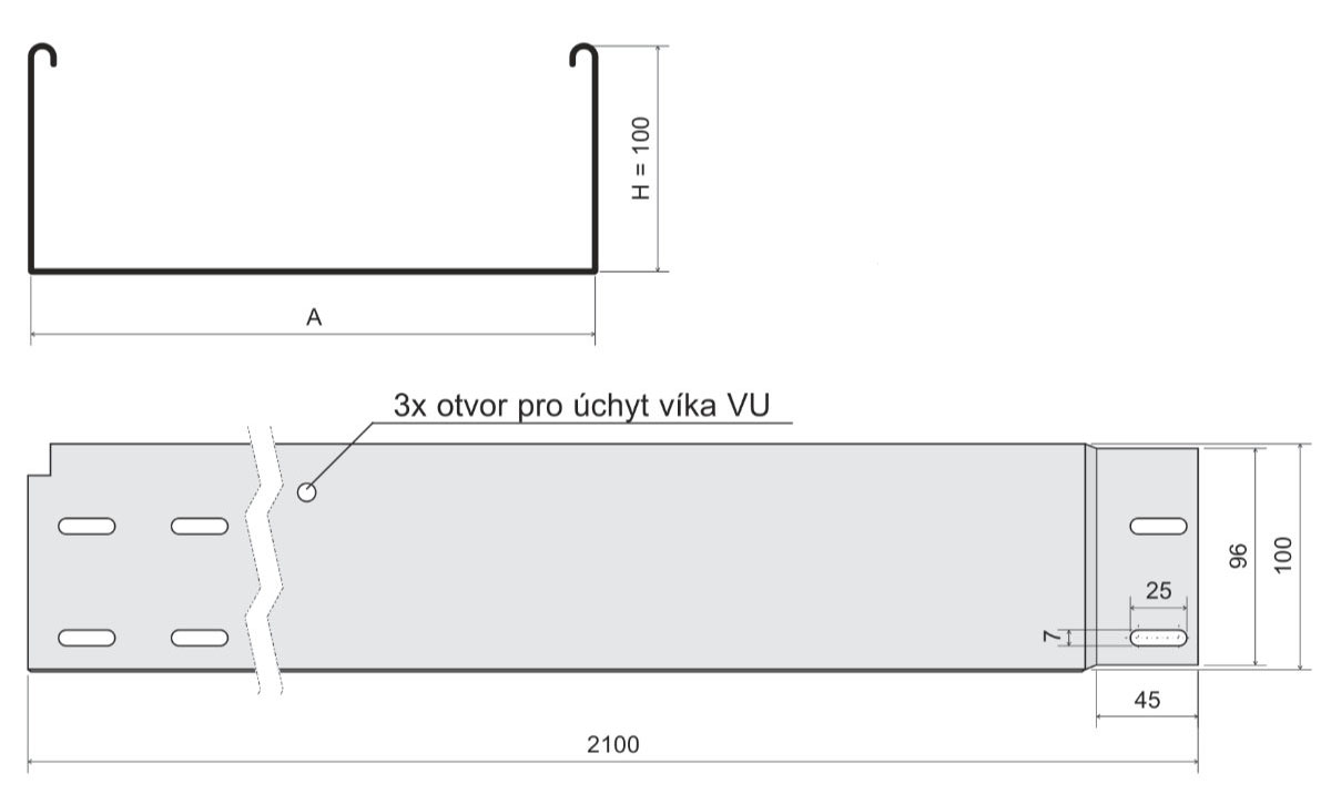 KOPOS NKZIN 100X125X0.70 S ZLAB KABLOVY S INTEG. SPOJKOU NEDIEROVANY 2 V2